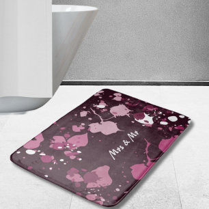 Abstrakter Lila rosafarbener Spritzer Splash Drops Badematte