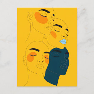 Abstrakter Linienstil-Kunstprint, Vier überlappend Postkarte