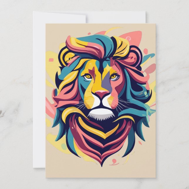 Abstrakter Lion Head Art Feiertagskarte (Vorderseite)
