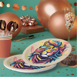 Abstrakter Lion Head Art Pappteller