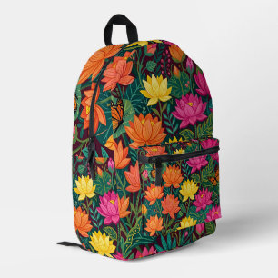 Abstrakter Lotusblumen-Monarchfalter-Rucksack Bedruckter Rucksack