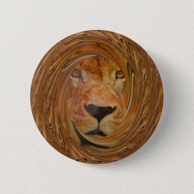 Abstrakter Löwen-Safari-Kunstprint Button (Vorderseite)