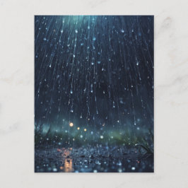 Abstrakter magischer Regen, Universum, Sterne Postkarte