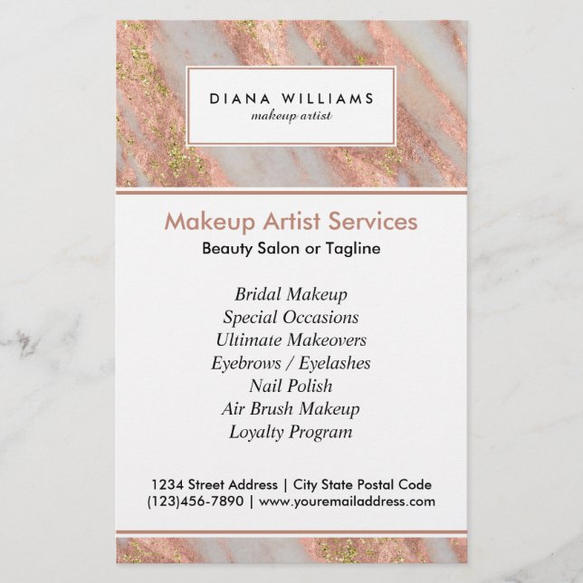 Abstrakter Makeup-Künstler aus rosa Marmor Flyer (Vorne)