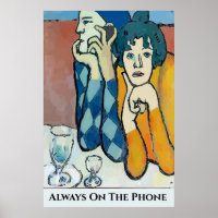Abstrakter Mann auf Handy, Text bearbeiten Poster
