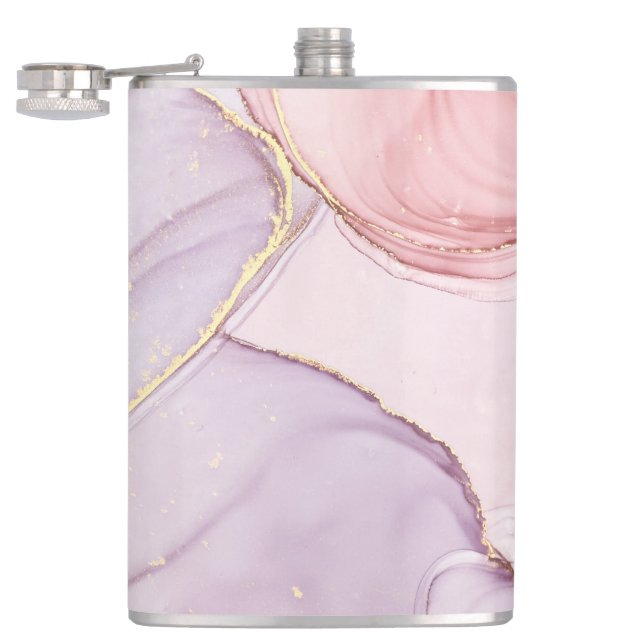 ABSTRAKTER MÄRBENPINK-GOLD-STAHLFLASCHE FLACHMANN (Geöffnet)