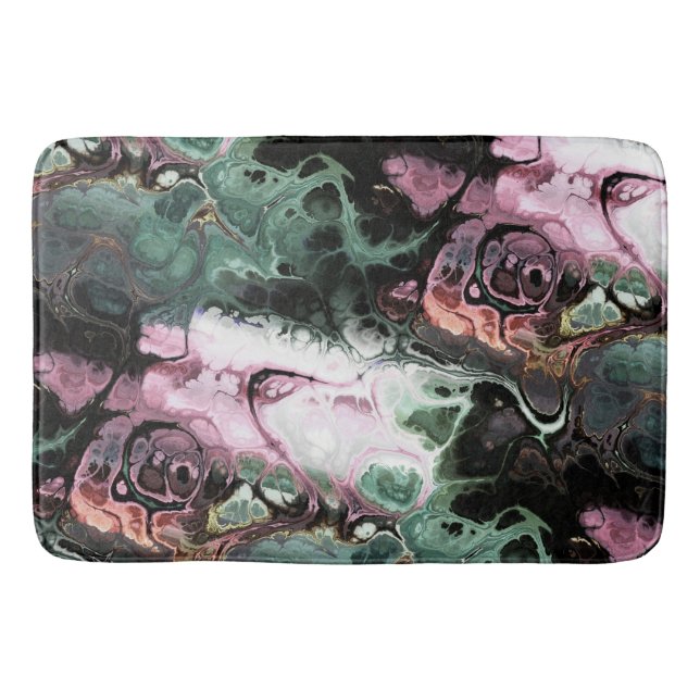 Abstrakter Marmor aus schwarzem, rosa und graugrün Badematte (Vorderseite)