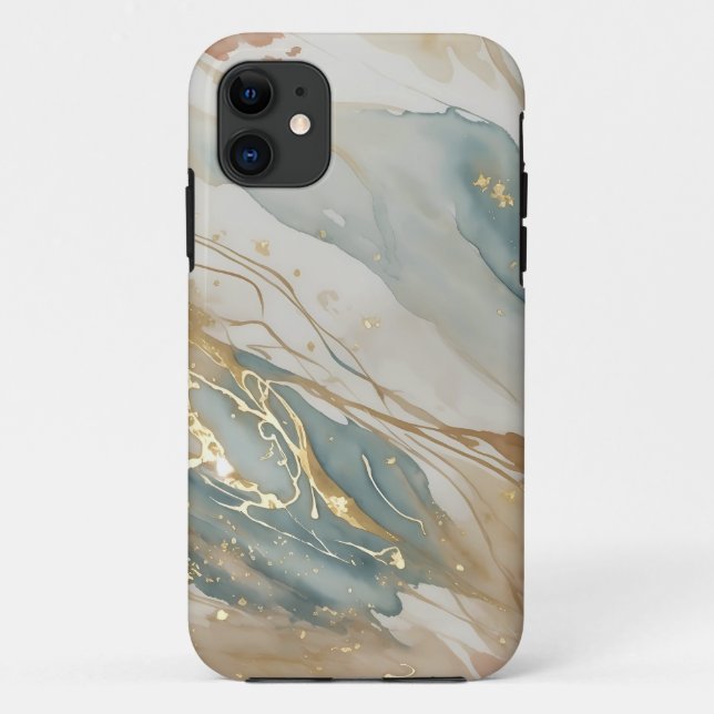 Abstrakter Marmor in Beige & Blau Case-Mate iPhone Hülle (Rückseite)