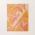 Abstrakter Marmor Swirl<br><div class="desc">Abstraktes Marmordesign Gelborange Personalisiertes Jigsaw Puzzle</div>
