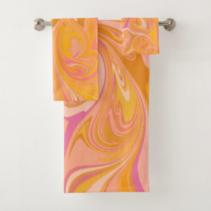 Abstrakter Marmor Swirl Badhandtuch Set