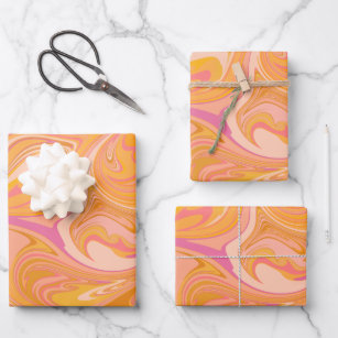 Abstrakter Marmor Swirl Geschenkpapier Set