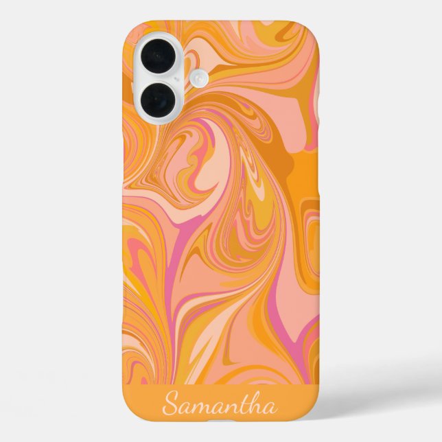 Abstrakter Marmor Swirl iPhone 16 Plus Hülle (Rückseite)