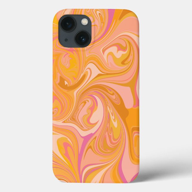 Abstrakter Marmor Swirl Kunst in Gelb und Rosa Case-Mate iPhone Hülle (Rückseite)