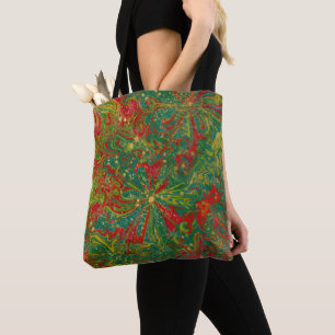 Abstrakter Marmor von Christmas Green Red Gold Tasche