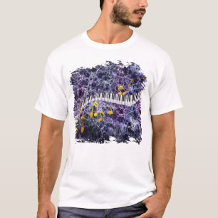 Abstrakter Marmorpiano-Keys Gold Notes Musiker T-Shirt
