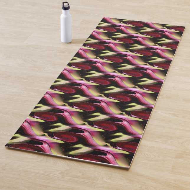 Abstrakter Maroon und gelbe Formen Yogamatte (Beispiel)