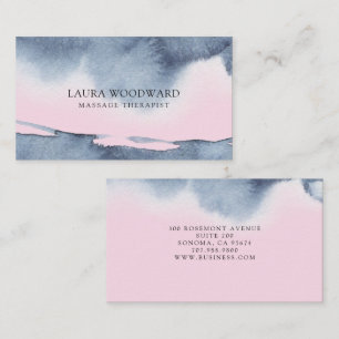 Abstrakter Massagetherapeut Pink Blue Watercolor Visitenkarte