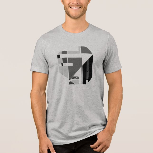 Abstrakter MCM-Look aus grauer Kohle Tri-Blend Shirt (Vorderseite)