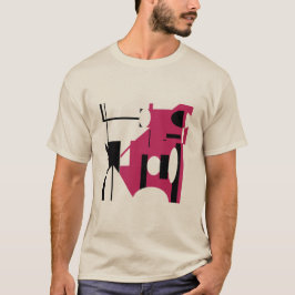 Abstrakter MCM-Look in burgundischen, schwarz geom T-Shirt
