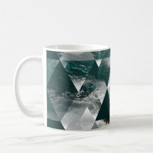 abstrakter Meer geometrischer Hintergrund mit Drei Kaffeetasse