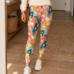 Abstrakter Mehrfarben-Pinselstrich-Tierdruck Leggings