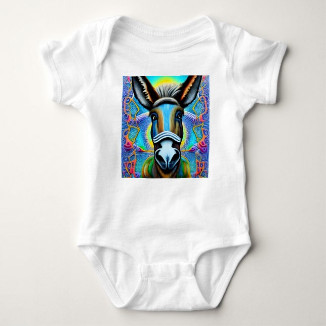 Abstrakter mehrfarbiger Little Donkey Baby Strampler (Vorderseite)