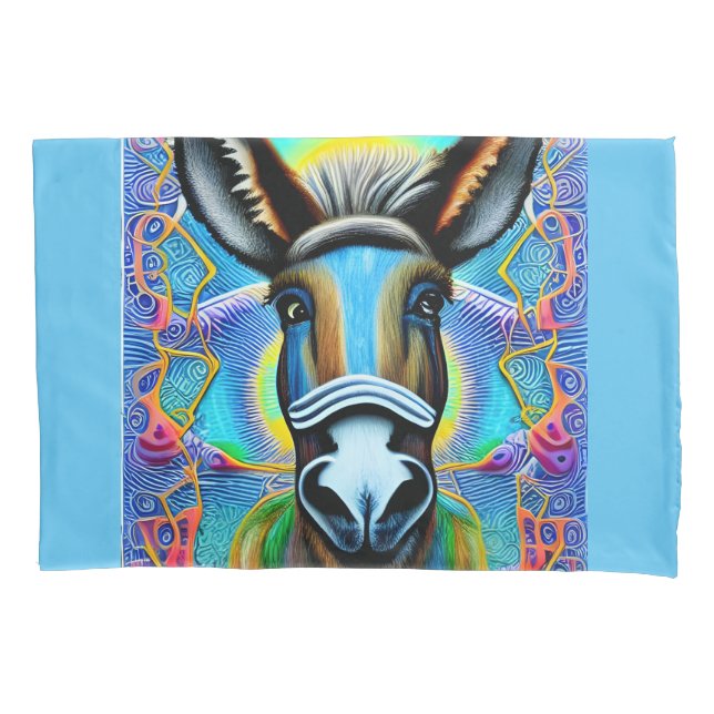 Abstrakter mehrfarbiger Little Donkey Kissenbezug (Vorderseite)
