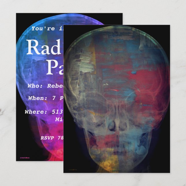 Abstrakter menschlicher Schädel Einladung (Vorne/Hinten)