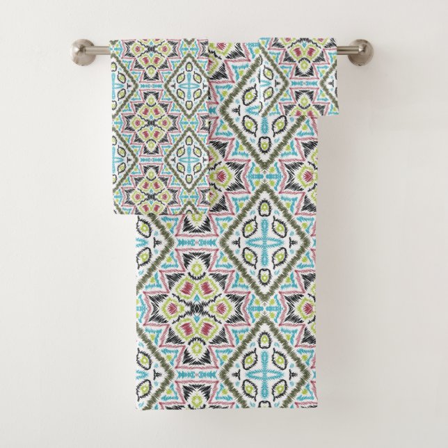 Abstrakter mexicanischer Stammesretro afrikanische Badhandtuch Set (Insitu)