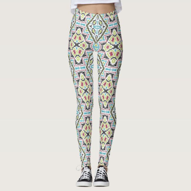 Abstrakter mexicanischer Stammesretro afrikanische Leggings (Vorderseite)