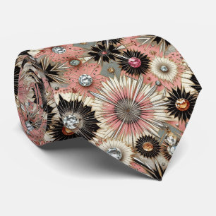 Abstrakter Mid-Century-Modern-Sternenburst-Diamant Krawatte