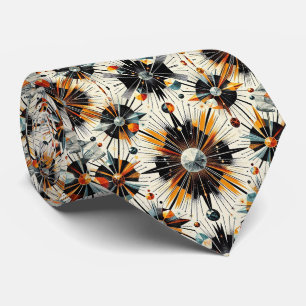 Abstrakter Mid-Century-Modern-Sternenburst-Diamant Krawatte
