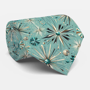 Abstrakter Mid-Century-Modern-Sternenburst-Diamant Krawatte