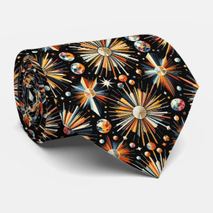 Abstrakter Mid-Century-Modern-Sternenburst-Diamant Krawatte