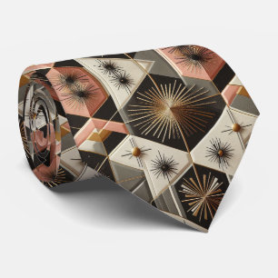 Abstrakter Mid-Century-Modern-Sternenburst-Diamant Krawatte