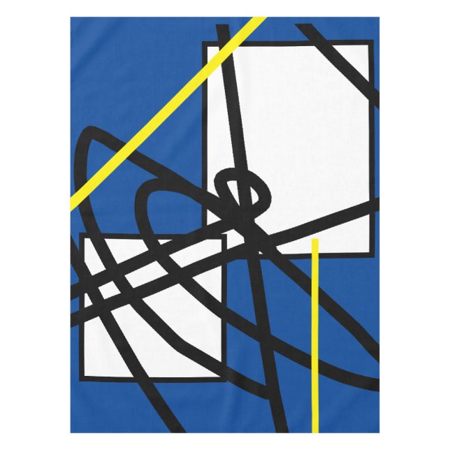 Abstrakter Minimalismus Blau Gelb Tischdecke (Vorderseite)