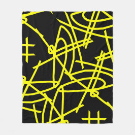 Abstrakter Minimalismus Gelbe Linien schwarze Deck Fleecedecke