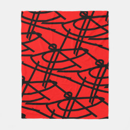 Abstrakter Minimalismus Lines Black Red Blanket Fleecedecke