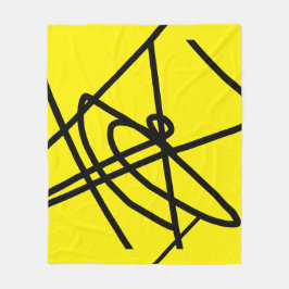 Abstrakter Minimalismus Lines Black Yellow Blanke Fleecedecke