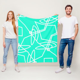 Abstrakter Minimalismus Weiße Linien Türkisblau Fleecedecke