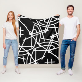 Abstrakter Minimalismus White Lines Black Blanket Fleecedecke