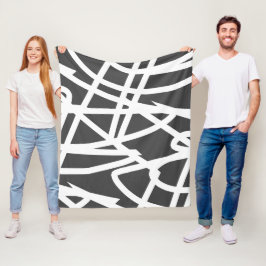 Abstrakter Minimalismus White Lines Grau Blanket Fleecedecke