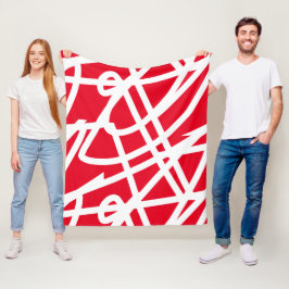 Abstrakter Minimalismus White Lines Red Blanket Fleecedecke