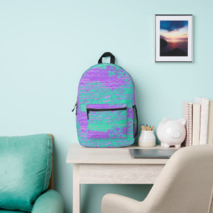 Abstrakter Mintgrüner Texturwellen-Rucksack Bedruckter Rucksack