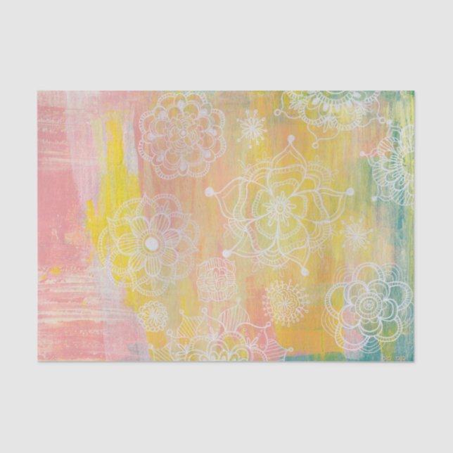 Abstrakter Mixed Media Artist Art Paint Tissue Pap Seidenpapier (Vorderseite)