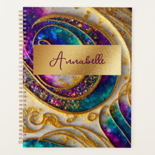 Abstrakter, moderner Alkohol Tinte Lila & Gold Planer