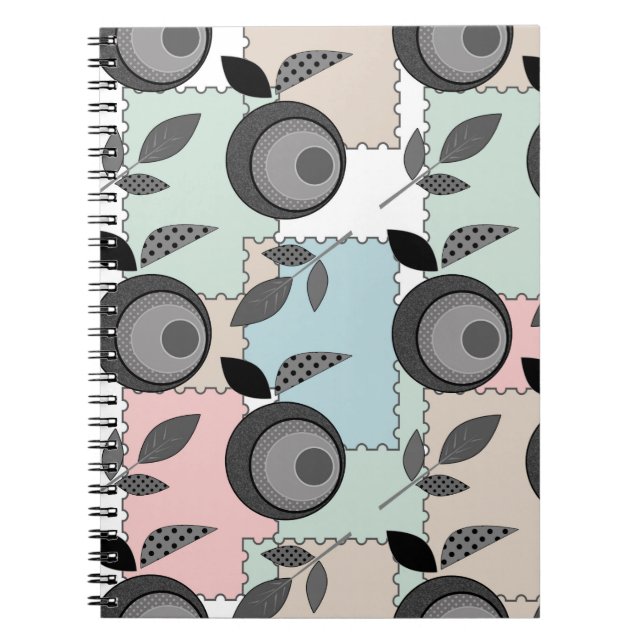 Abstrakter moderner Apfel Frucht-Patchwork geometr Notizblock (Vorderseite)