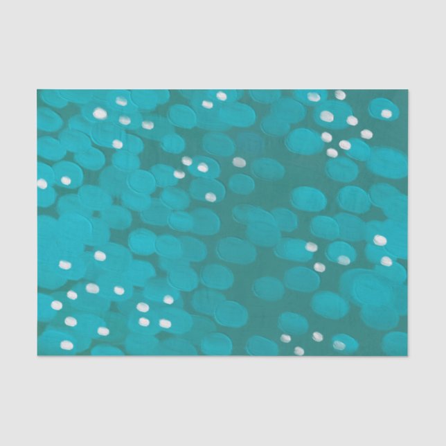 Abstrakter, moderner, aquamariner Pinselstrich Seidenpapier (Vorderseite)