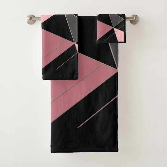 Abstrakter, moderner geometrischer Dreiecksdruck Badhandtuch Set (Insitu)