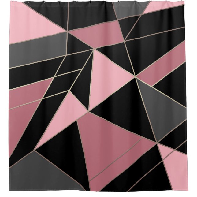 Abstrakter, moderner geometrischer Dreiecksdruck Duschvorhang (Vorderseite)